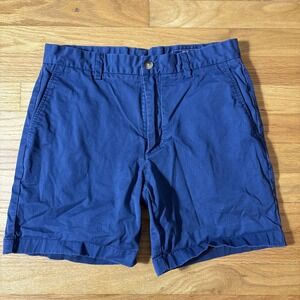 Vineyard Vines Island Shorts Zip Flat Front Blue Cotton Shorts Mens Sz 30 Preppy